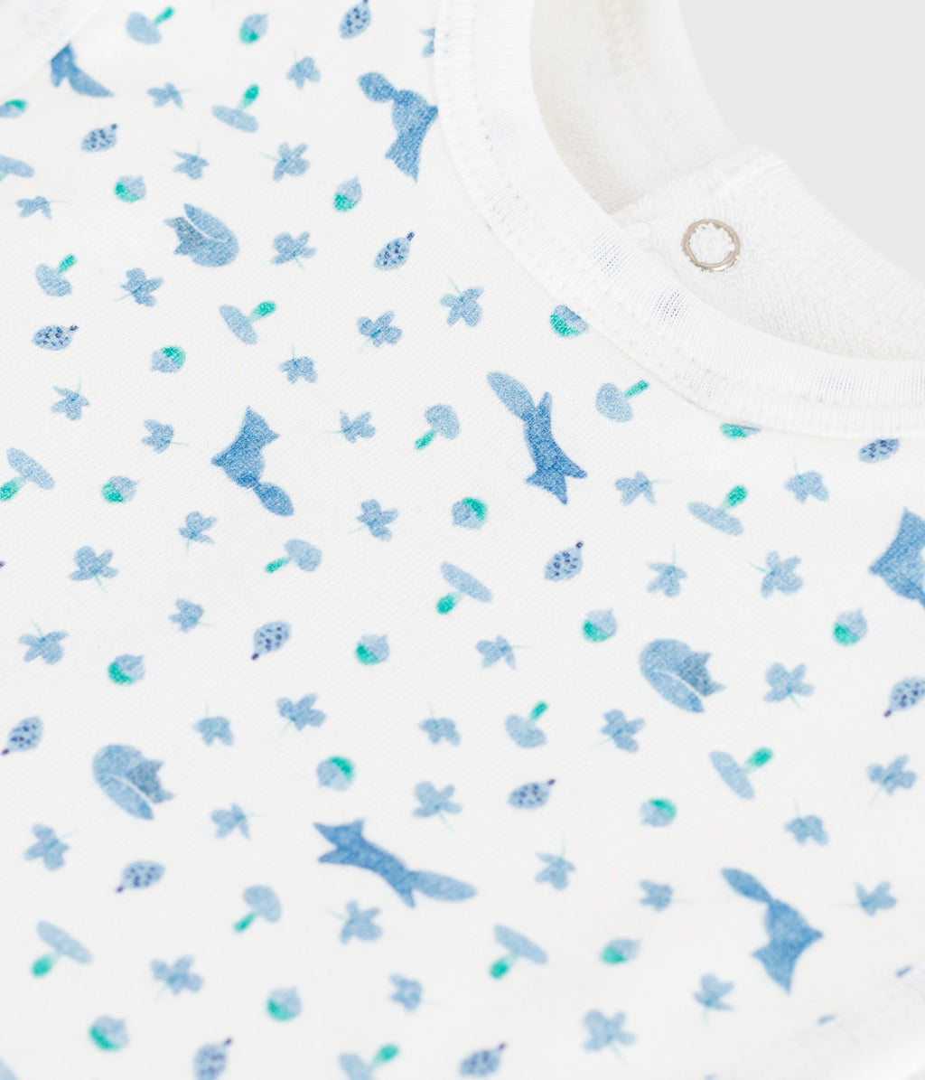 bavoir bebe en coton imprime blanc