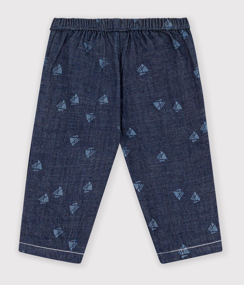 pantalon bebe en denim imprime bateaux