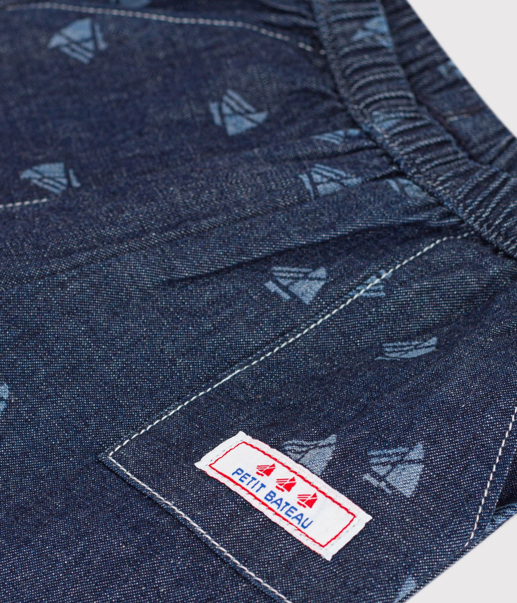 pantalon bebe en denim imprime bateaux