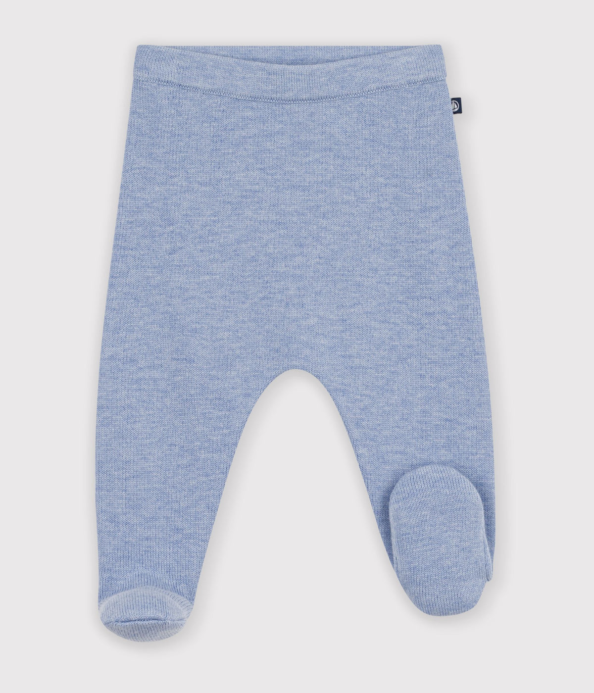 pantalon bebe en tricot laine et coton uni bleu clair