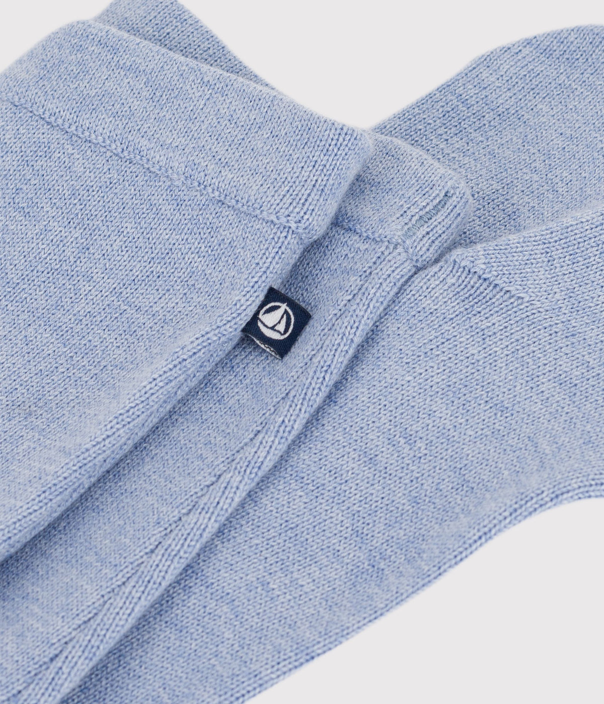 pantalon bebe en tricot laine et coton uni bleu clair