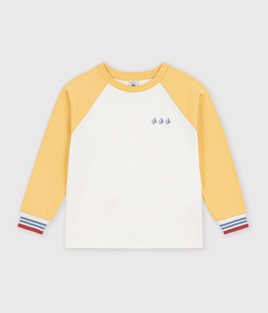 tee shirt enfant manches longues en coton colorblock