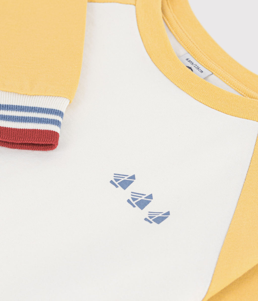 tee shirt enfant manches longues en coton colorblock