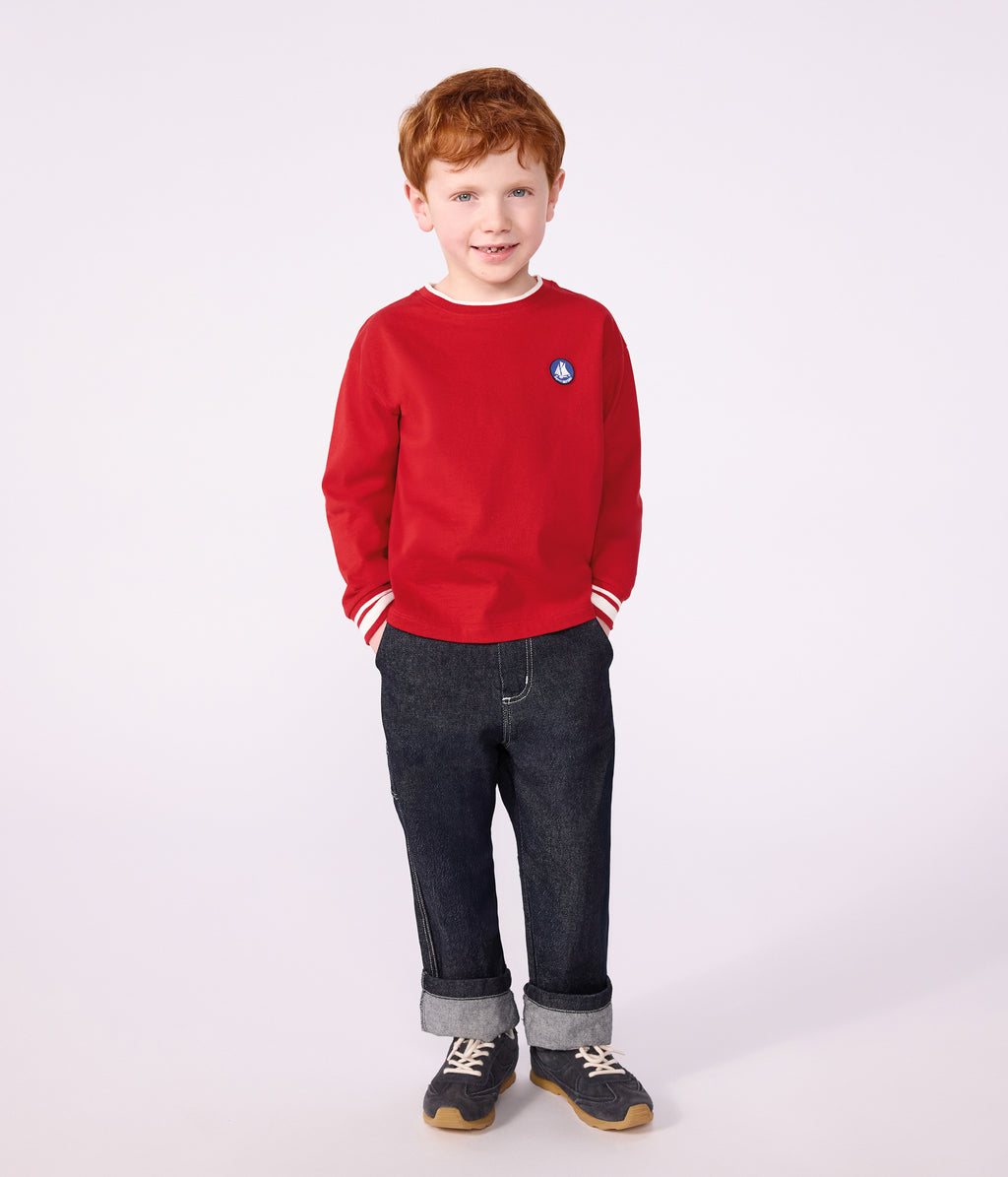 tee shirt enfant manches longues en coton uni