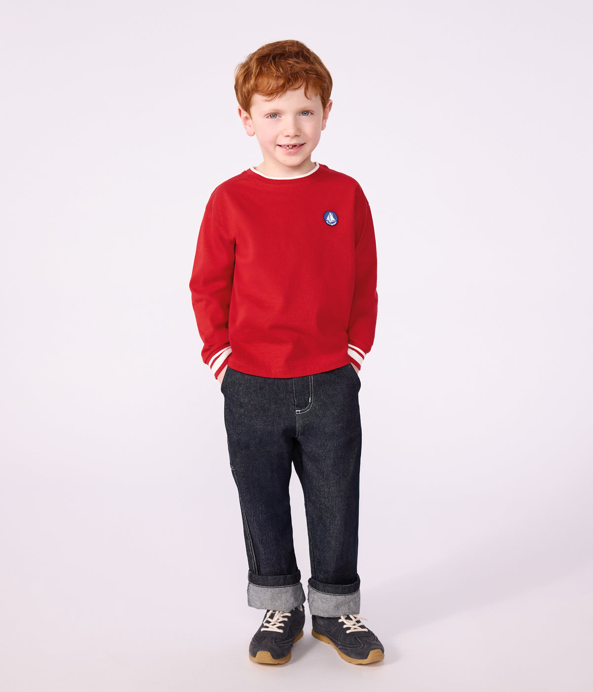 tee shirt enfant manches longues en coton uni