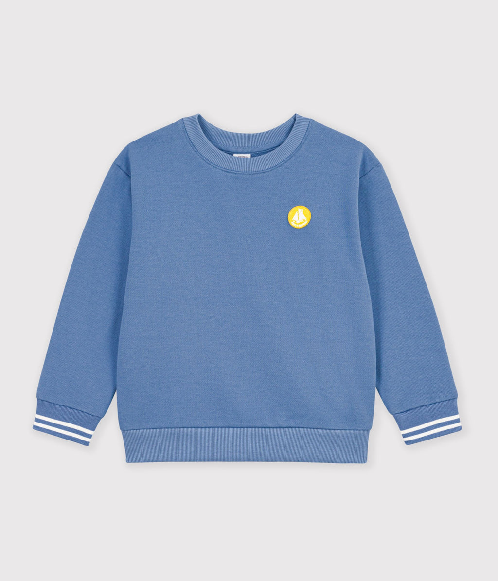 sweatshirt enfant en coton uni bleu