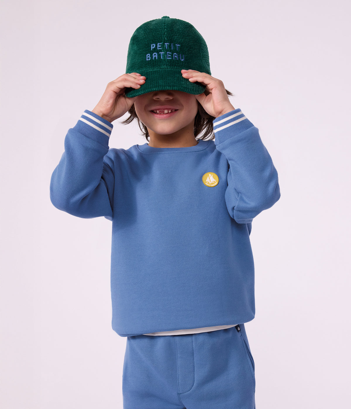 sweatshirt enfant en coton uni bleu