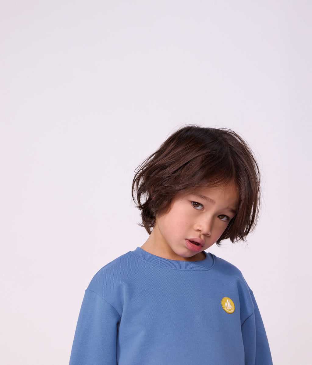 sweatshirt enfant en coton uni bleu