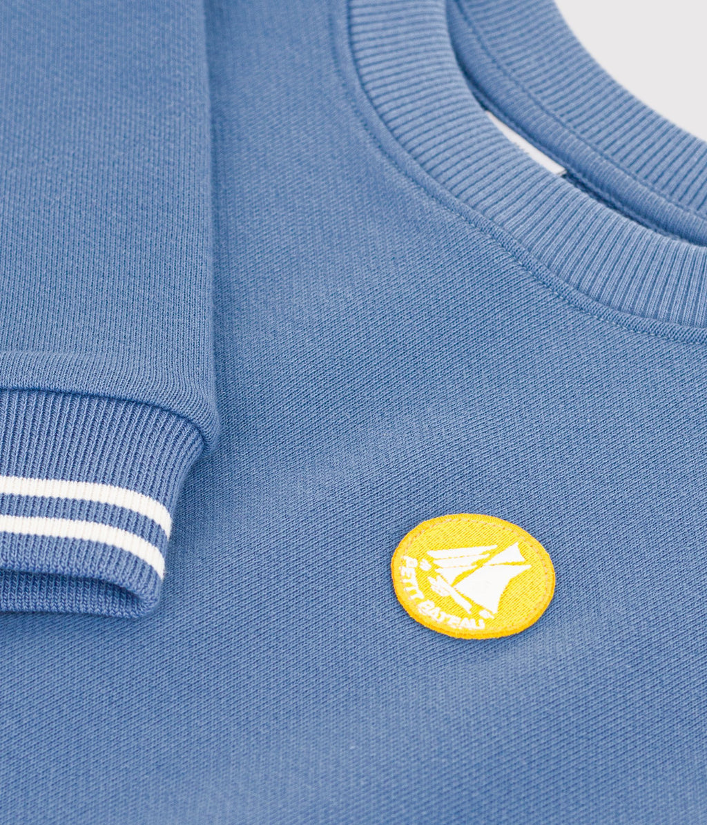 sweatshirt enfant en coton uni bleu