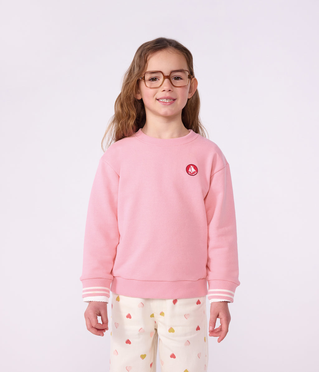sweatshirt enfant en coton uni rose