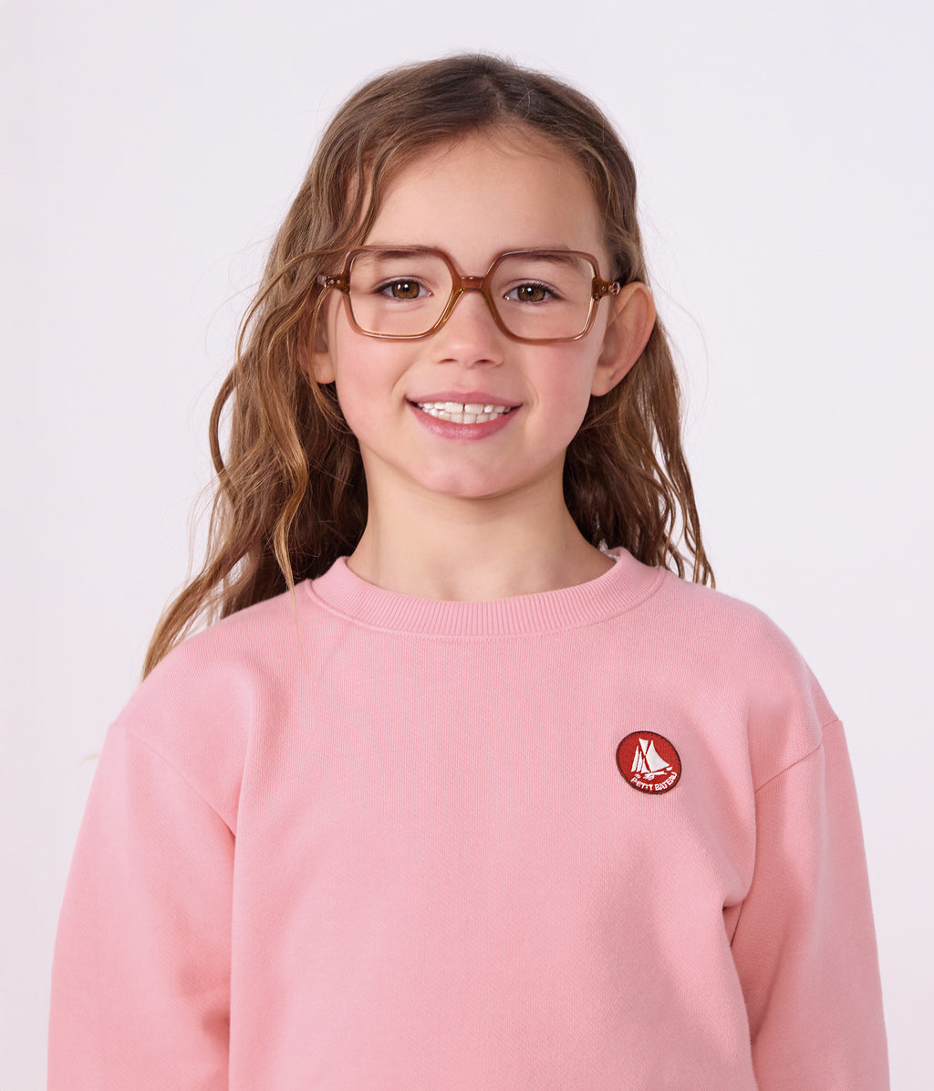 sweatshirt enfant en coton uni rose