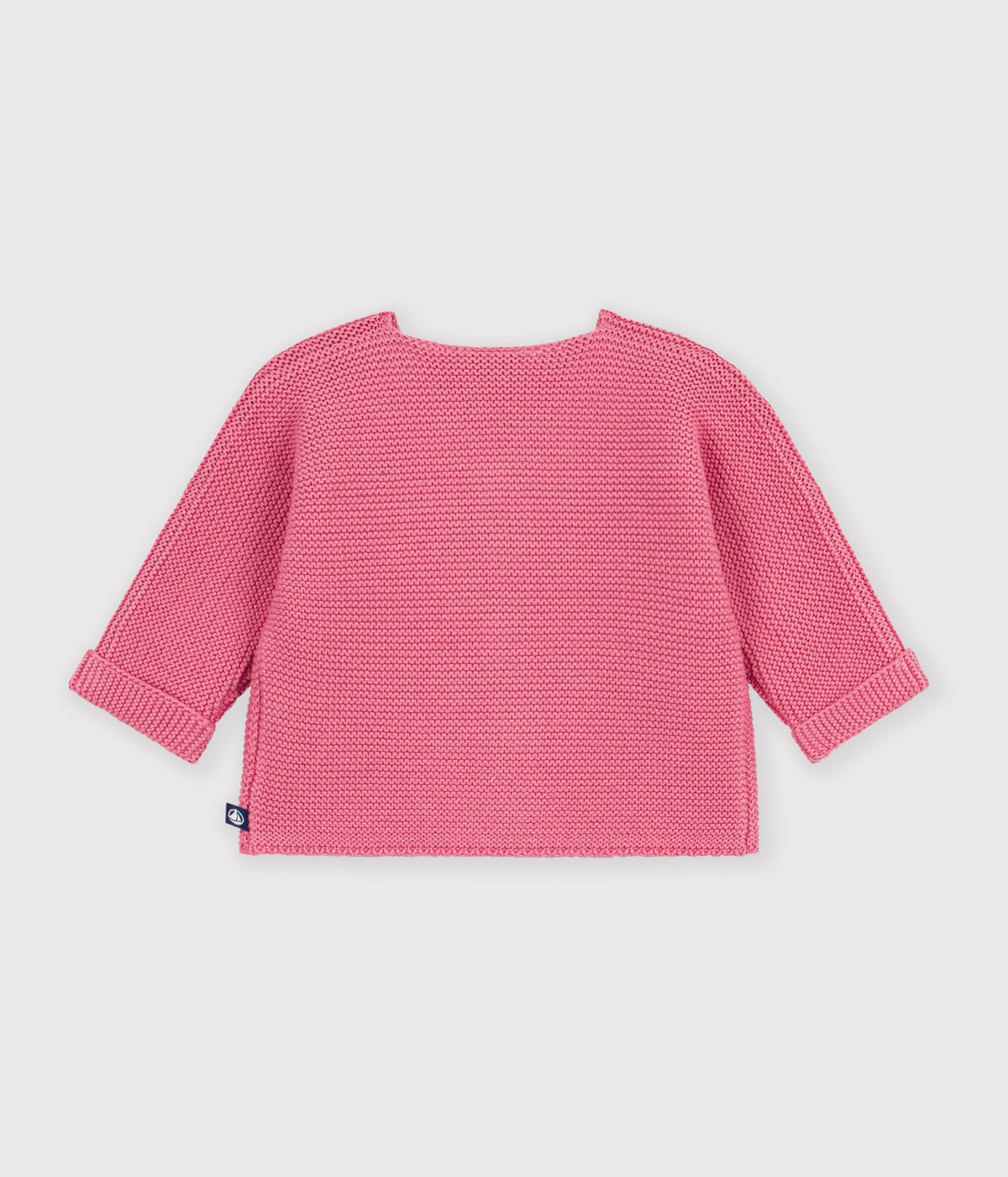 cardigan bebe tricot point mousse en coton uni rose
