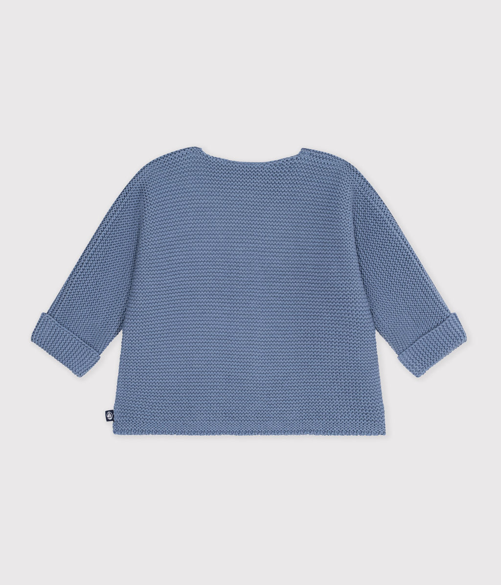 cardigan bebe tricot point mousse en coton uni