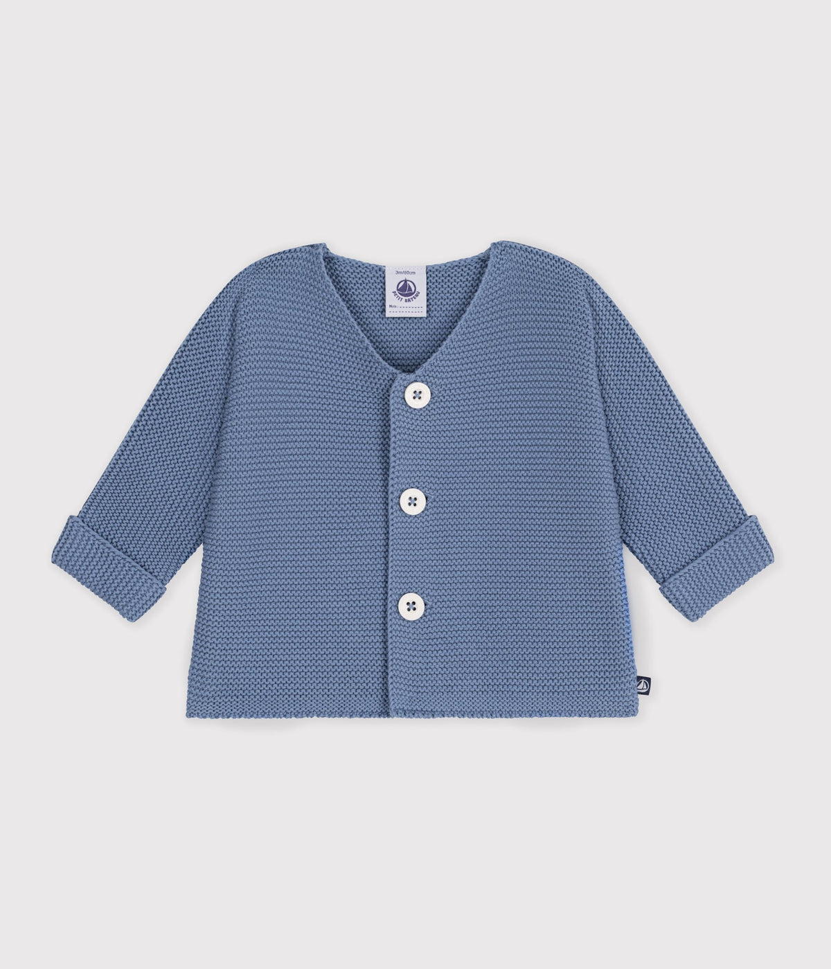cardigan bebe tricot point mousse en coton uni