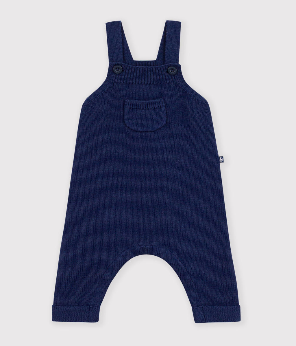 salopette bebe unie en tricot laine et coton