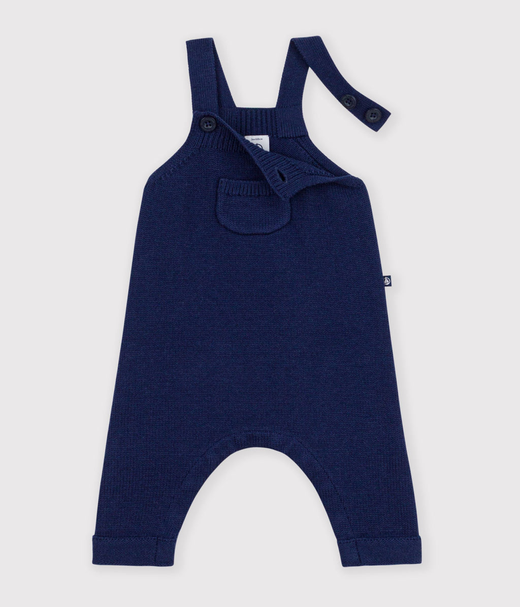 salopette bebe unie en tricot laine et coton