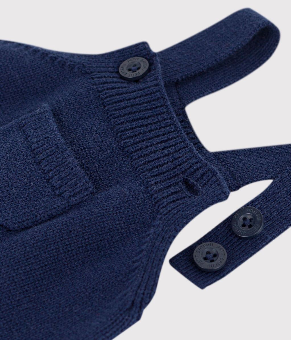 salopette bebe unie en tricot laine et coton