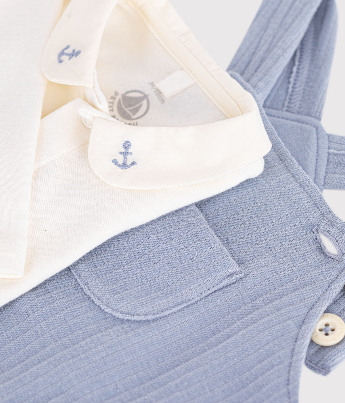 ensemble salopette et body bebe en coton avec col uni