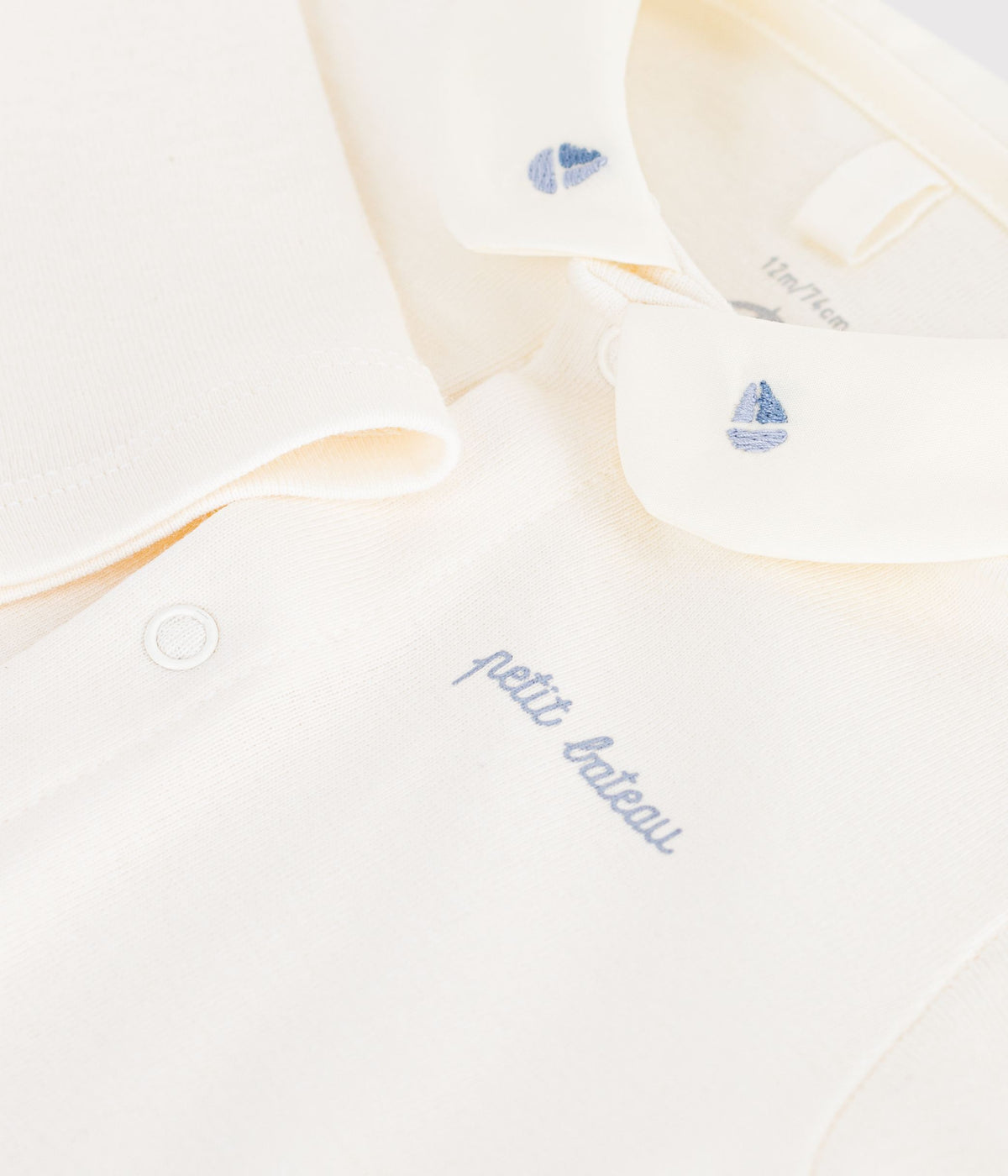 body bebe en coton manches longues a col brode uni