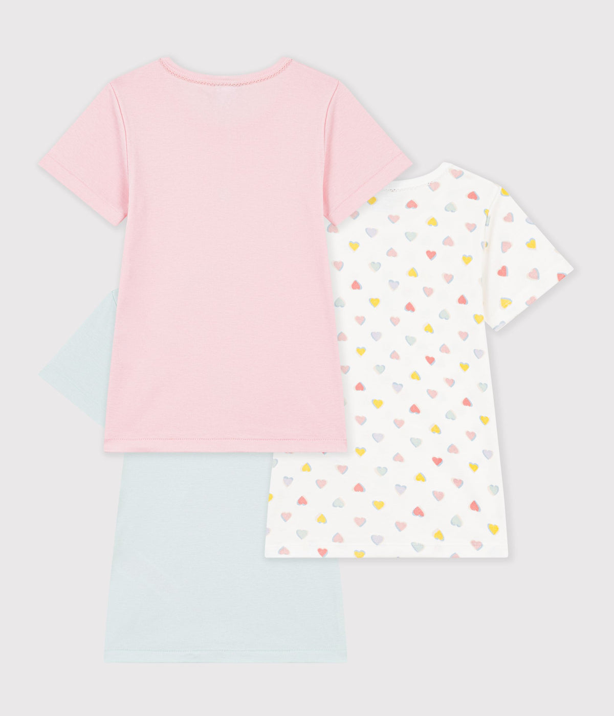 lot de tee shirts enfant en coton manches courtes a coeurs