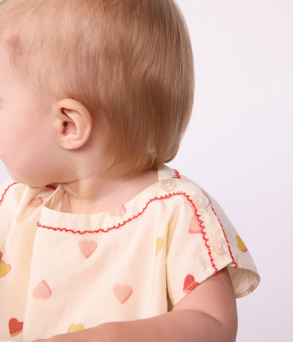 robe bebe en coton manches courtes imprimee coeurs