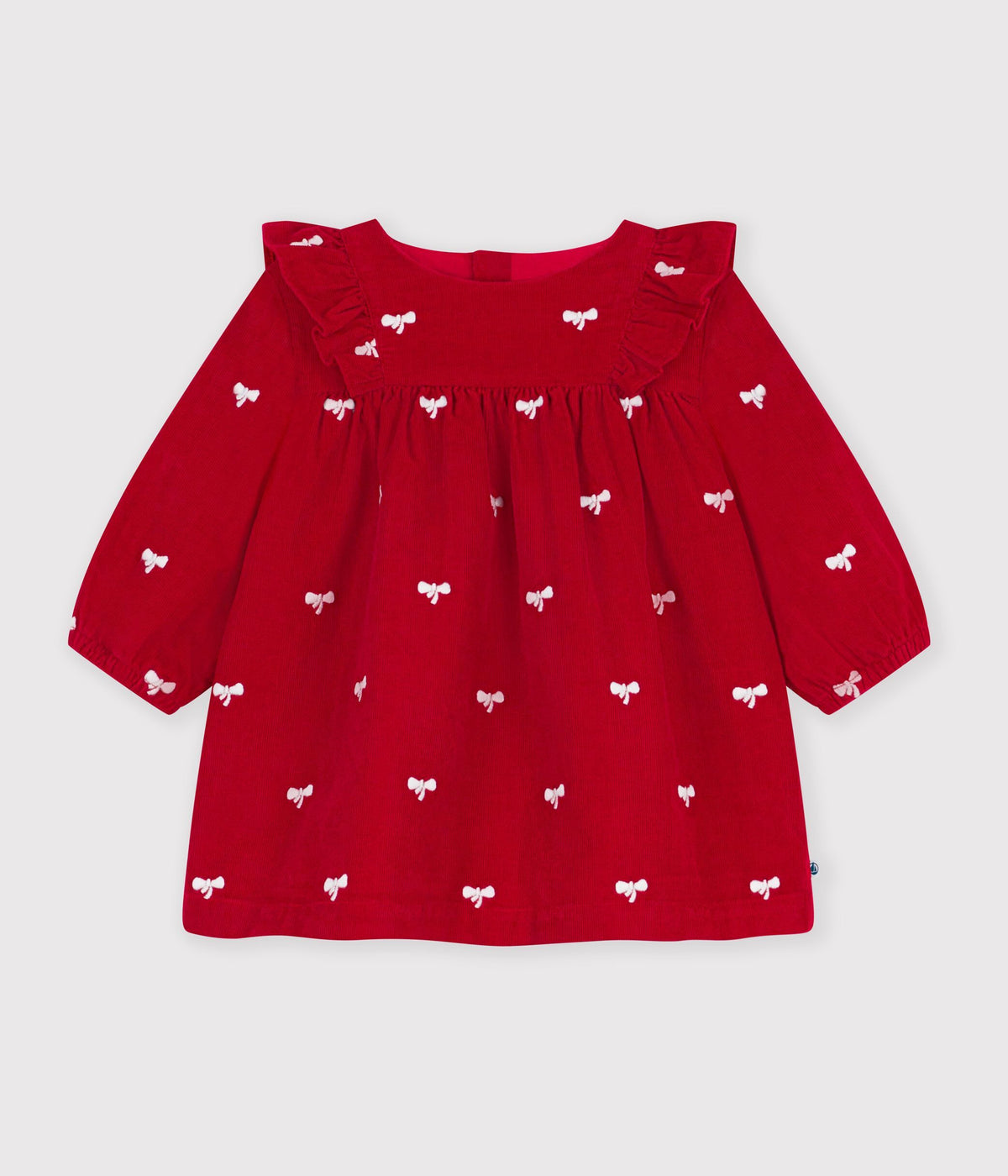 robe bebe en velours manches longues et broderies motif