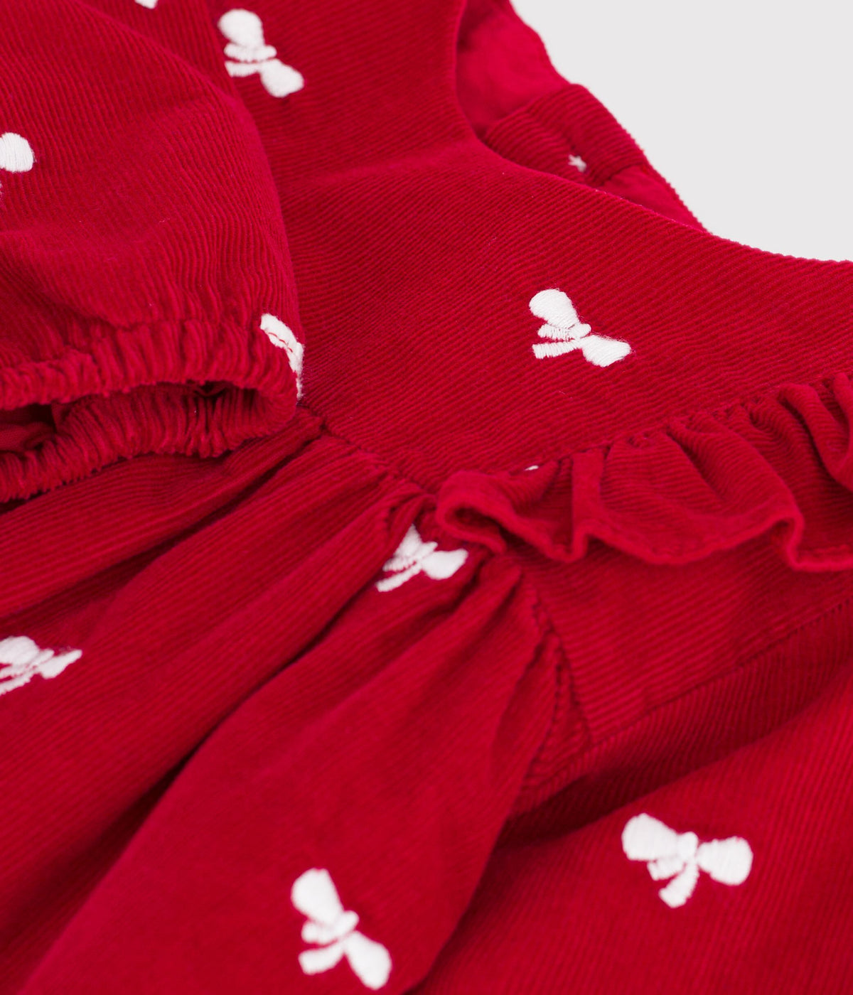 robe bebe en velours manches longues et broderies motif