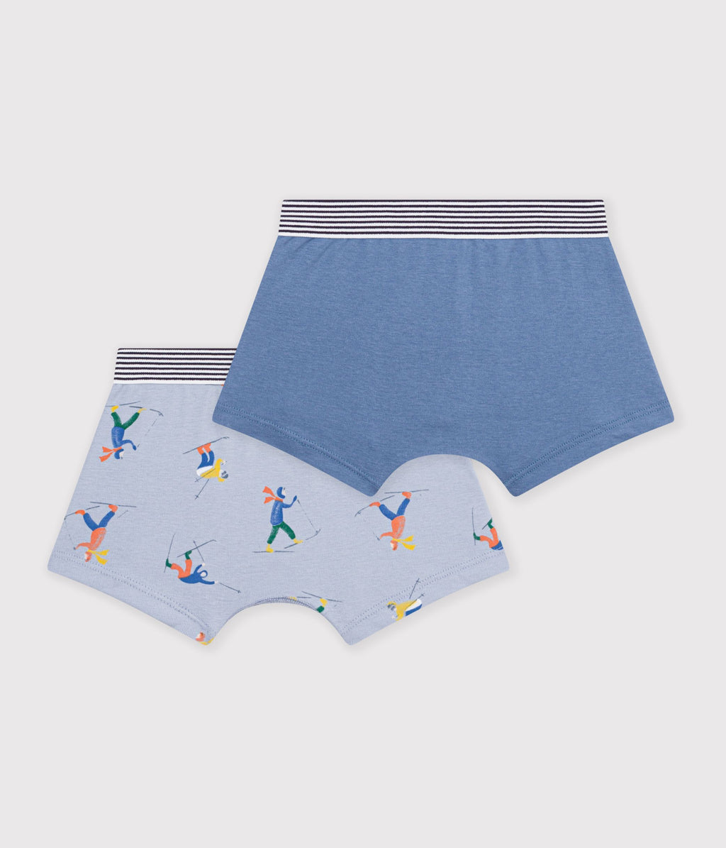 Lot de boxers enfant en coton imprimé skieurs