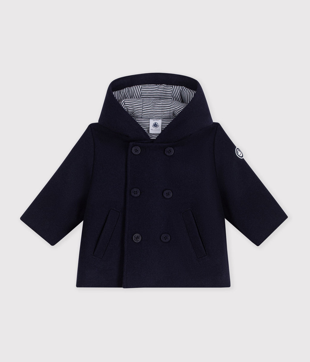 caban bebe en drap de laine uni