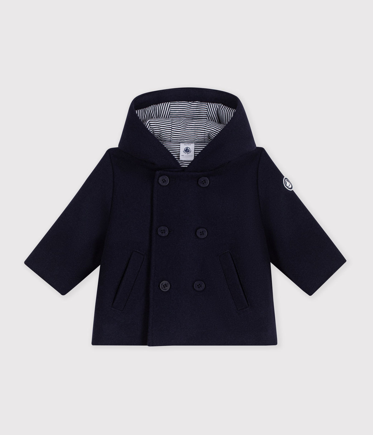 caban bebe en drap de laine uni