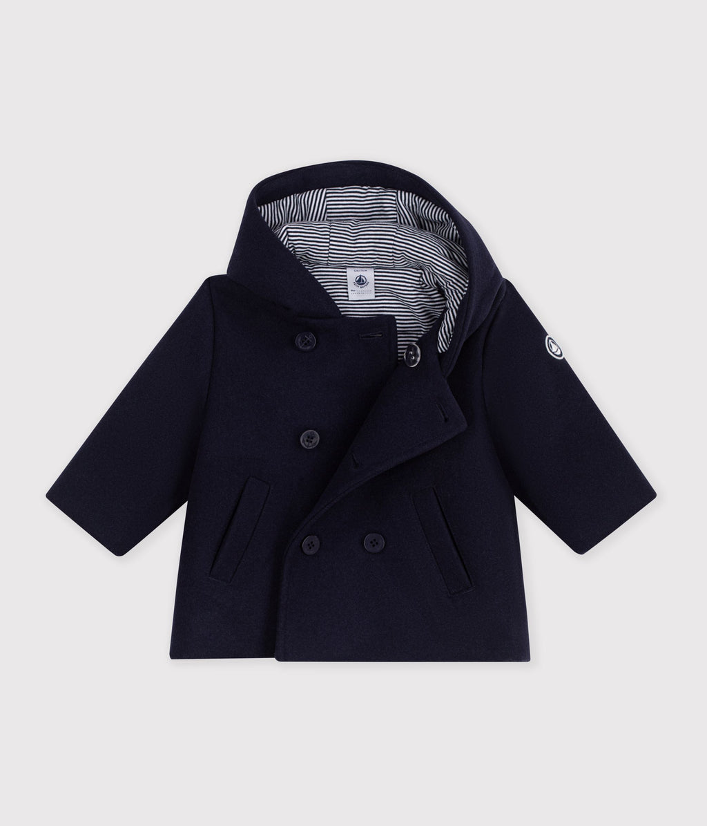 caban bebe en drap de laine uni