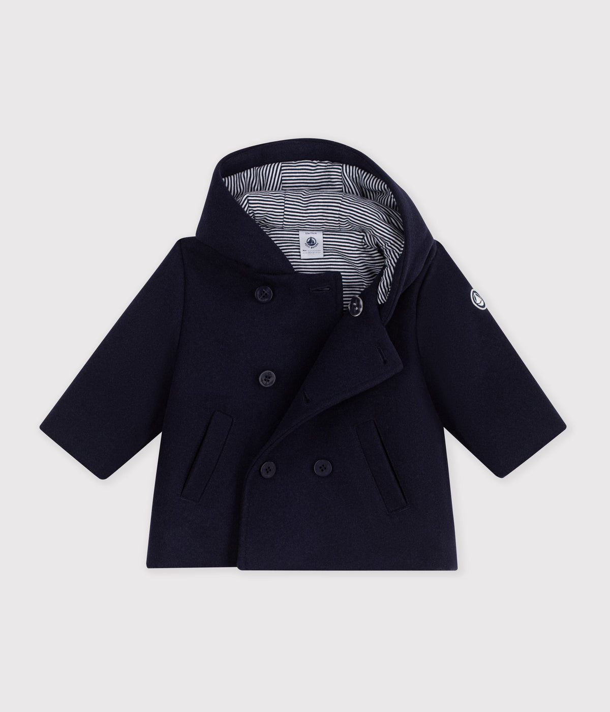 caban bebe en drap de laine uni