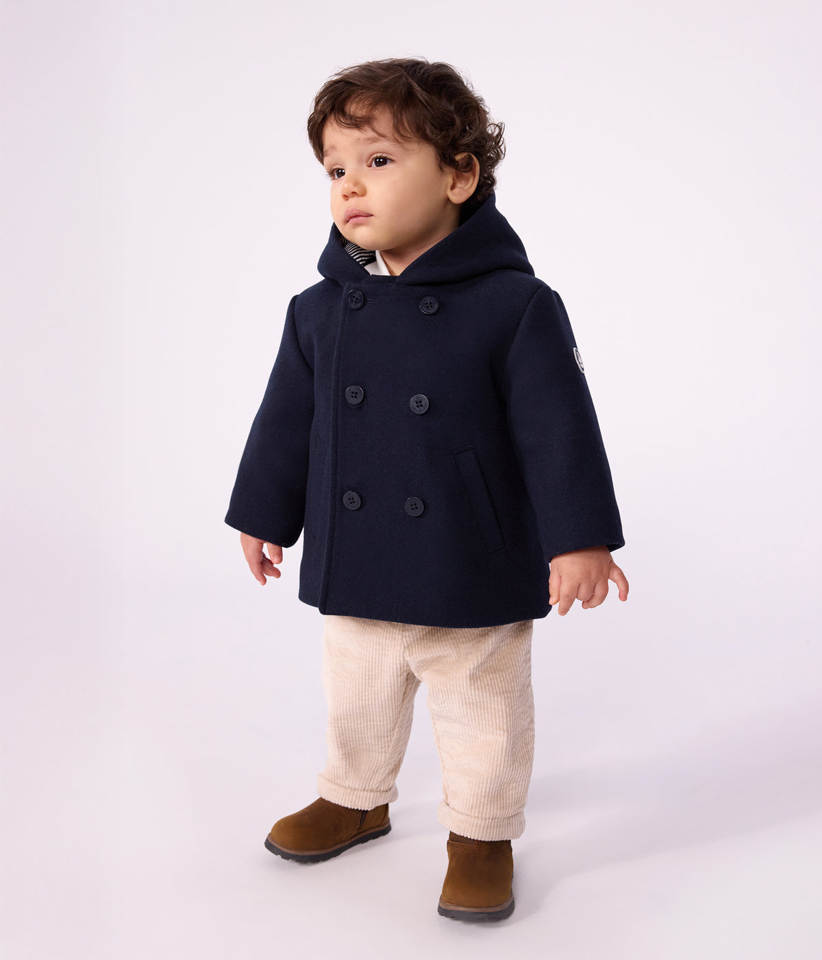 caban bebe en drap de laine uni