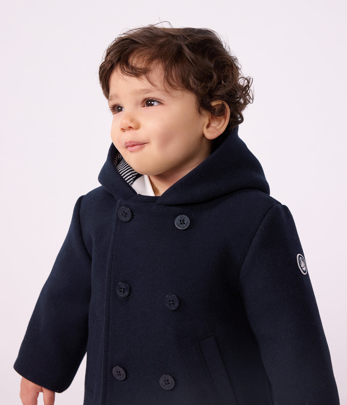 caban bebe en drap de laine uni