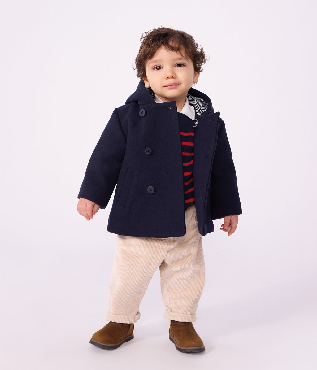 caban bebe en drap de laine uni