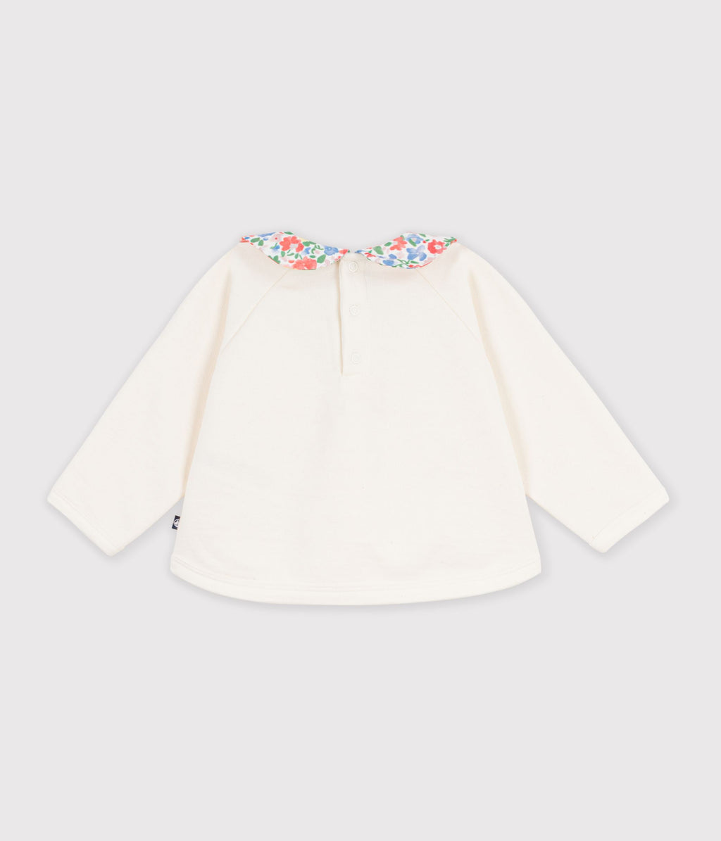sweatshirt bebe en coton uni avec son col imprime