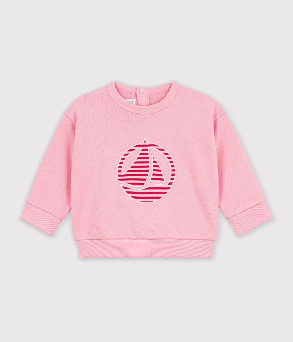 sweatshirt bebe en coton uni et son logo imprime
