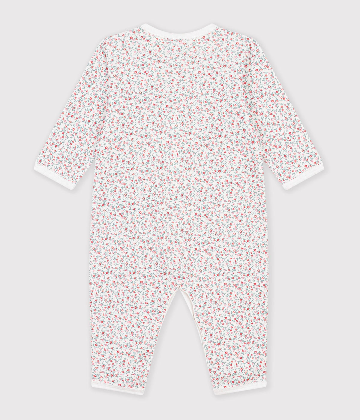 pyjama bebe en coton sans pieds imprime a fleurs blanc