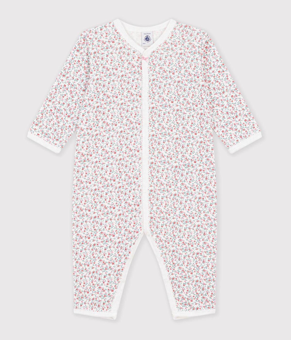 pyjama bebe en coton sans pieds imprime a fleurs blanc