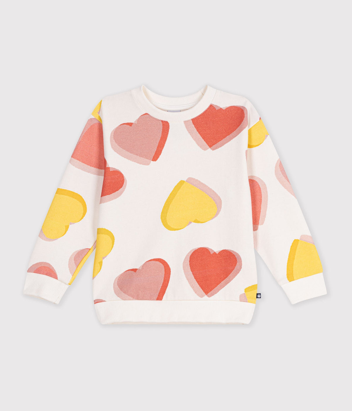 sweatshirt enfant en coton imprime coeurs blanc