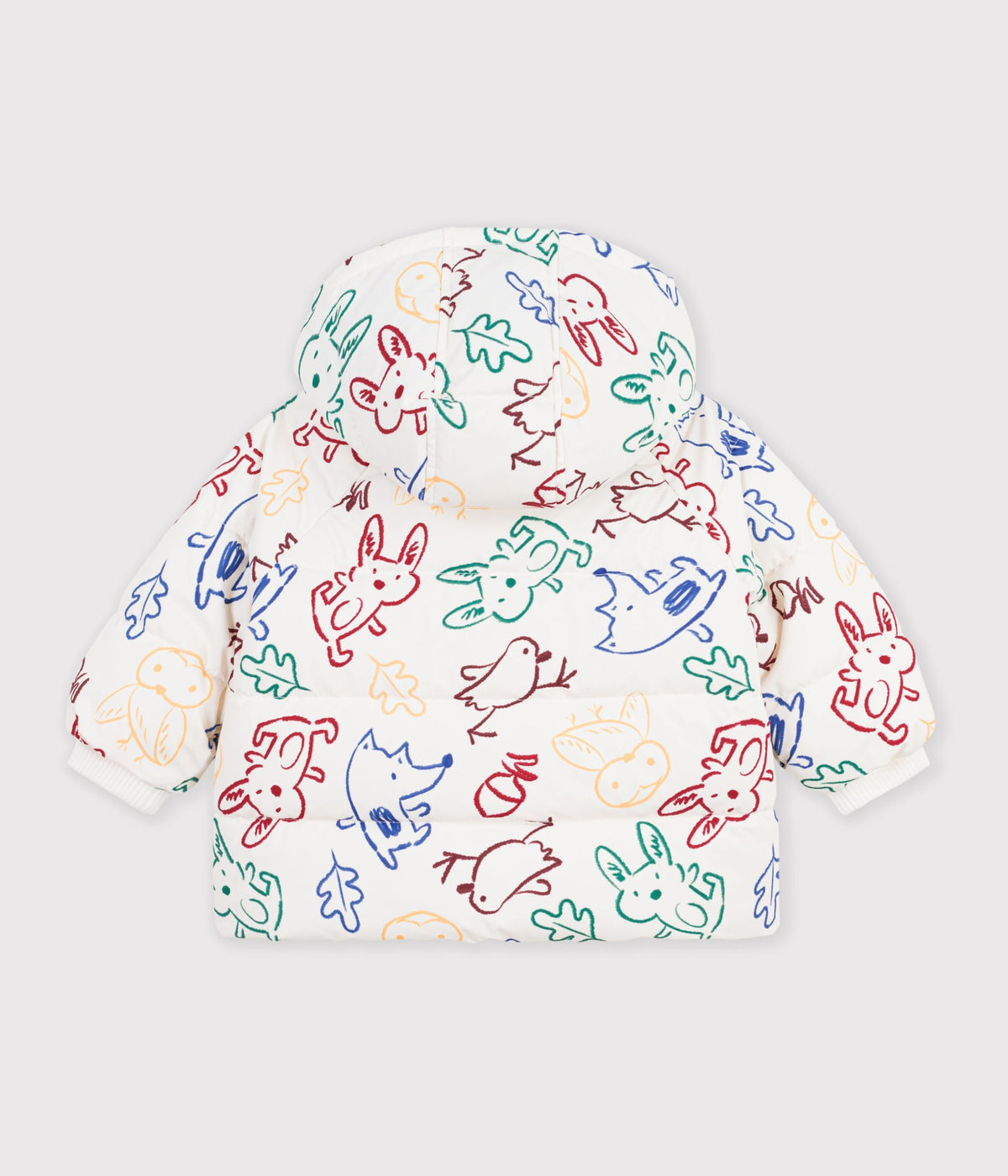 doudoune bebe en polyester imprime animalier ecru