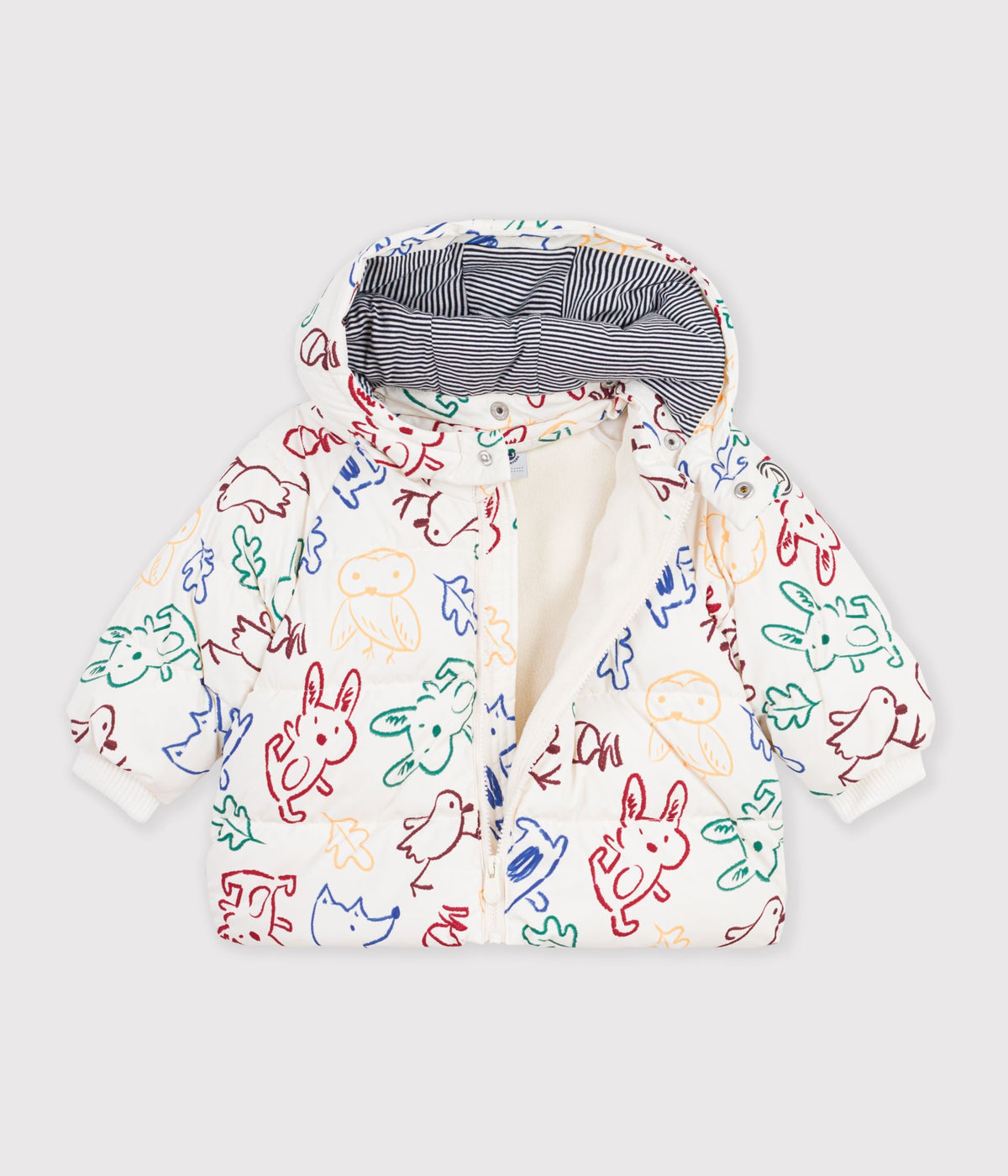 doudoune bebe en polyester imprime animalier ecru
