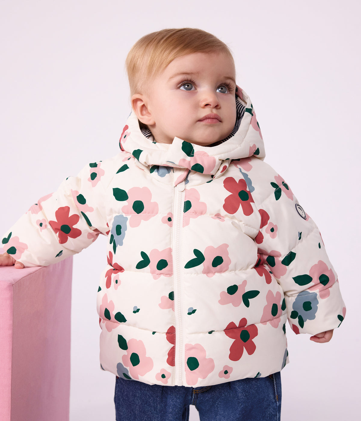 doudoune bebe en polyester imprime animalier