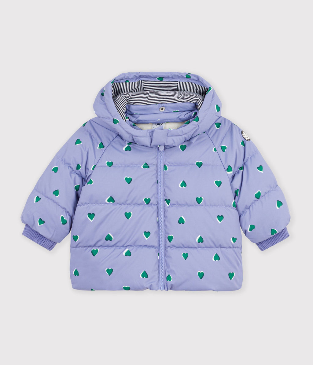 doudoune bebe en polyester imprime animalier violet
