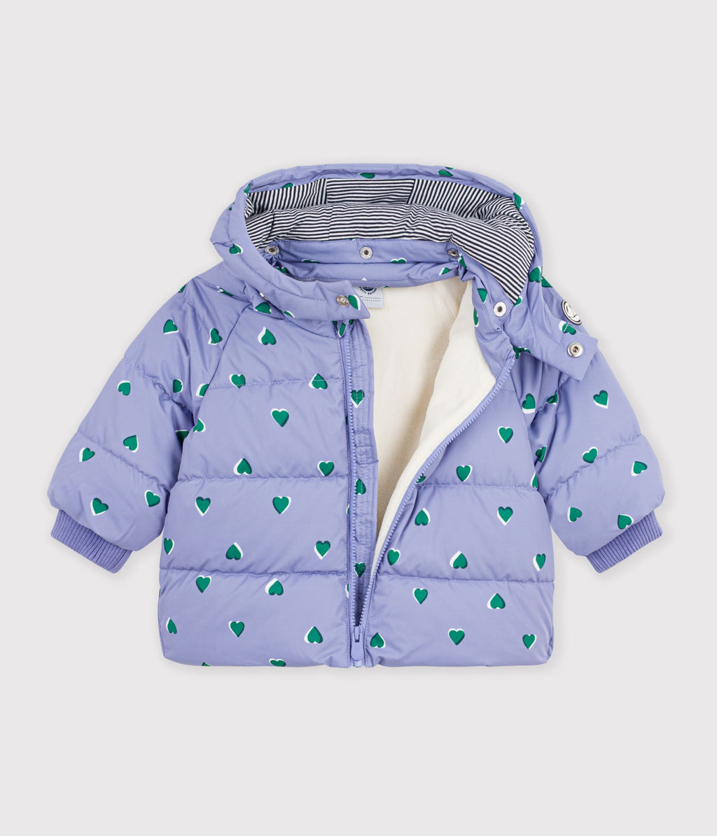 doudoune bebe en polyester imprime animalier violet