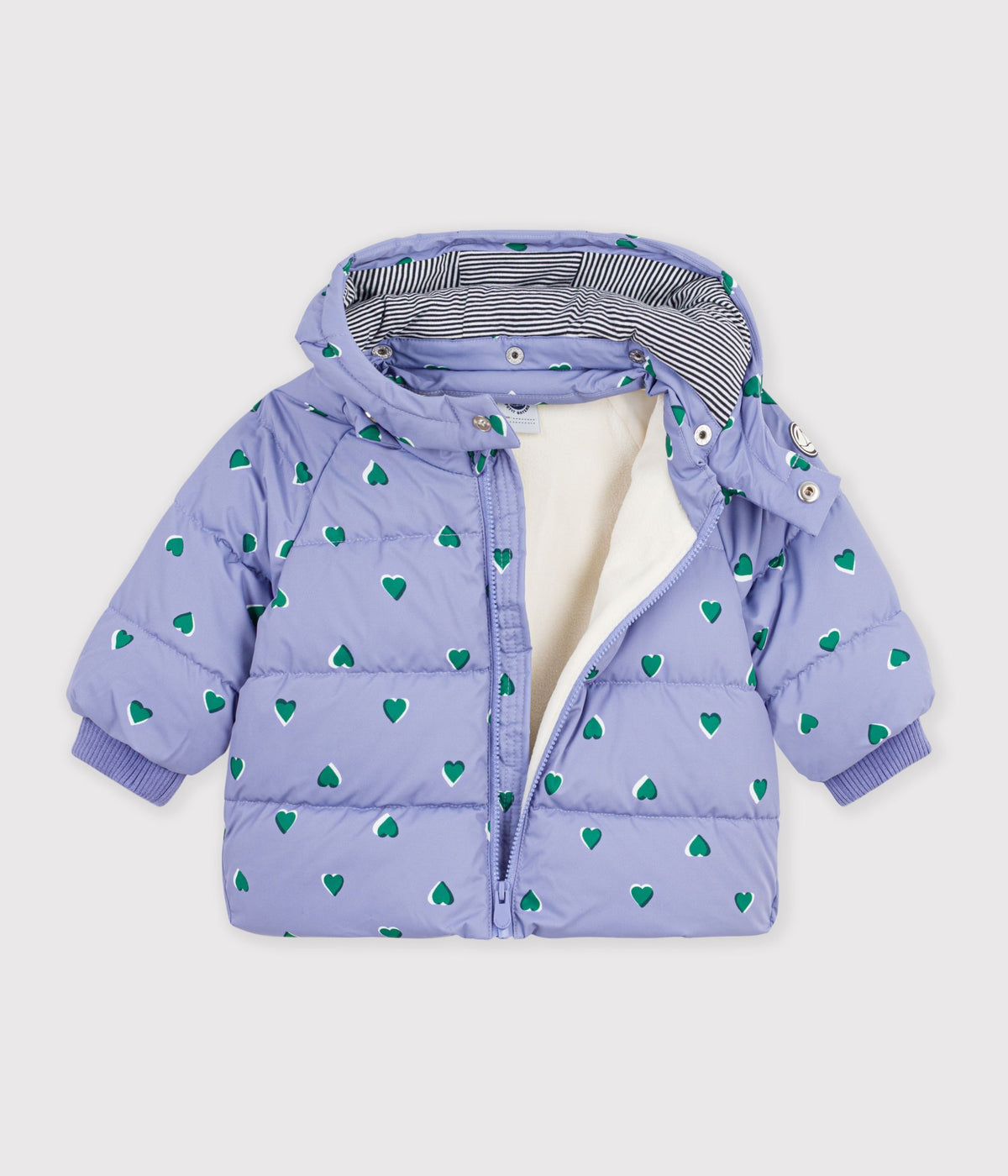 doudoune bebe en polyester imprime animalier violet