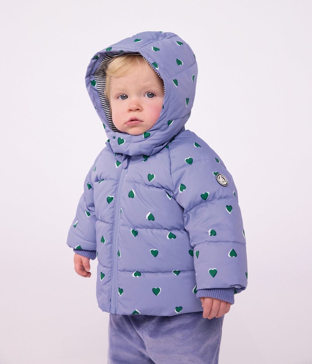 doudoune bebe en polyester imprime animalier violet