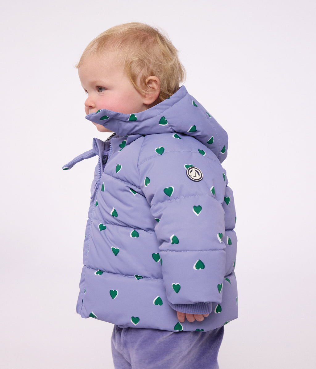 doudoune bebe en polyester imprime animalier violet