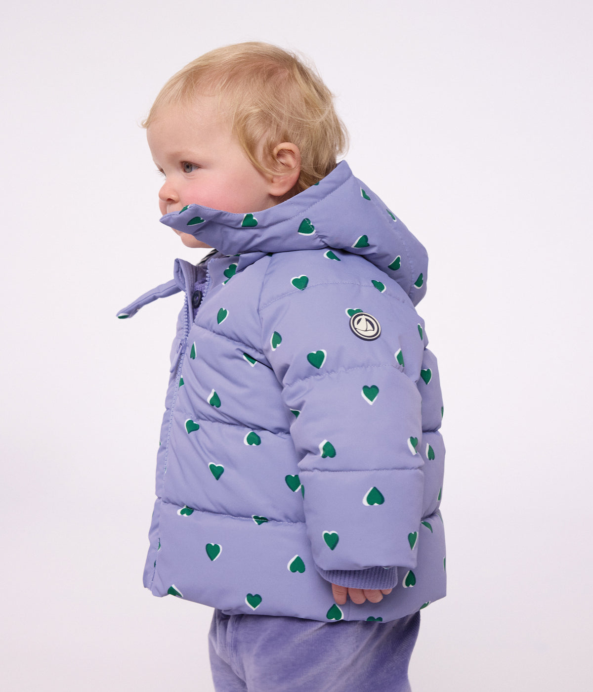 doudoune bebe en polyester imprime animalier violet