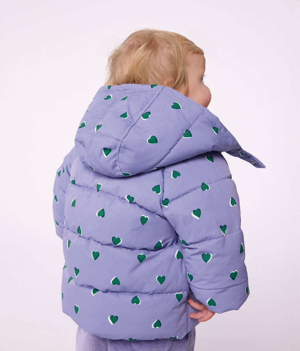 doudoune bebe en polyester imprime animalier violet